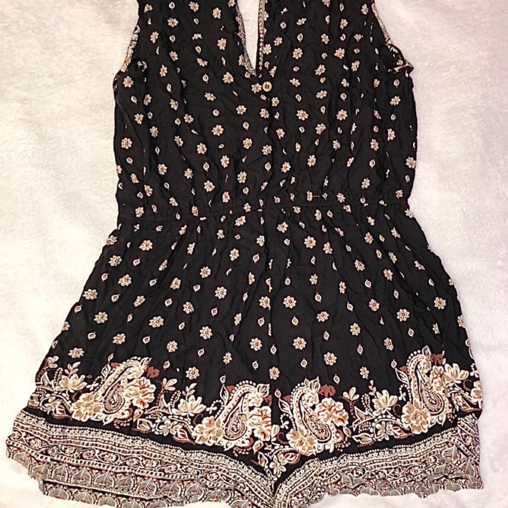 Black and brown sleeveless romper